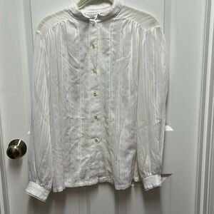 Vintage Sears White Lacy Button Down‎